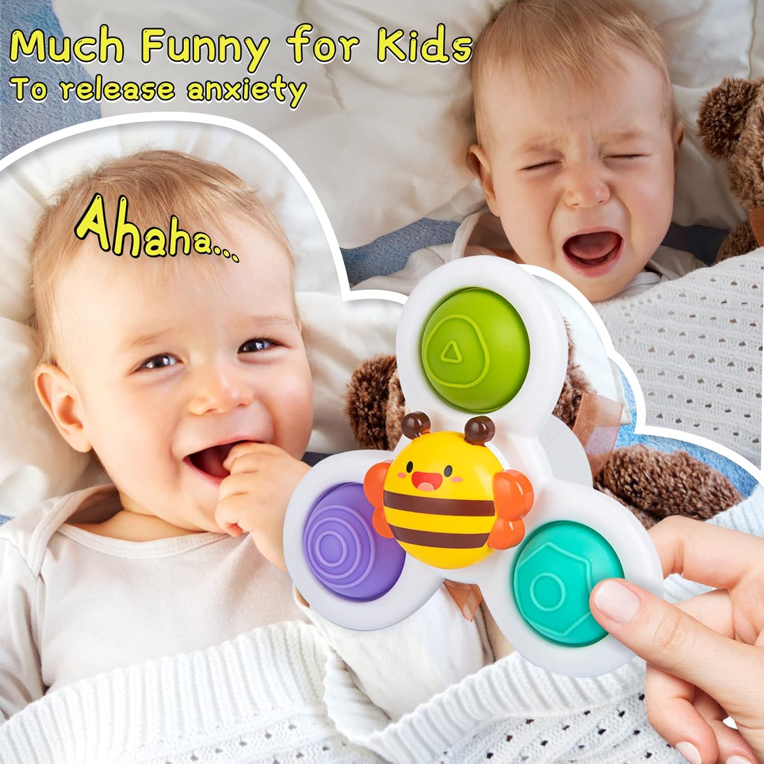 NARRIO Travel Toys for 1 Year Old Boy Gifts, Infant Baby Toys 12-18 Months Suction Cup Spinner Toy, Christmas Birthday Gifts for 1-2 Year Old Girl Spinning Top Sensory Toys for Toddlers Age 1-3 - Image 2